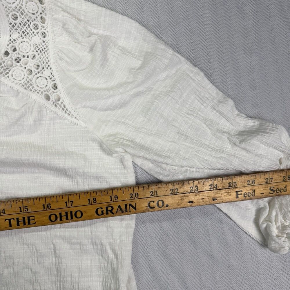 NEW White Tie Front Top Max Studio Small Cottagecore Boho Crochet Lace‎ Gauze - Picture 9 of 10